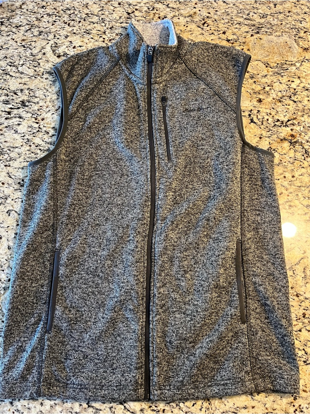 Eddie Bauer Medium Men's Gray Heather Zip-Front Sweater Vest